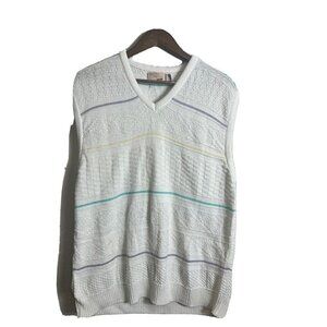 VINTAGE the fox collection sweater vest size large 100% cotton rainbow stripes